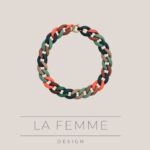 Colar Gargantilha Brisa Lovers| Corrente Bold Verde & Laranja