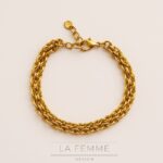 Pulseira Gold Chain Lovers | Elos Duplos & Banho Dourado Polido