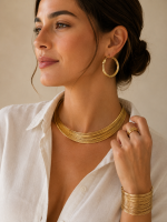 Conjunto Golden Aura | Colar, Pulseira, Brincos e Anel - Image 2