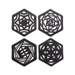 Bases de Copos Hexagon | Borracha Reciclada & Design Eco-Friendly (Set de 2 ou 4)