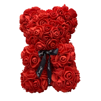 Urso Rosa Vermelha 25 cm | Elegância Eterna