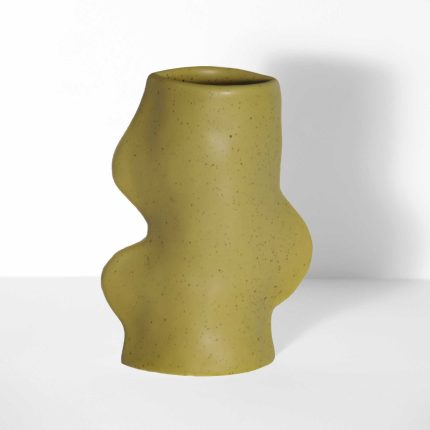 Vaso Fluxo Médio | Cerâmica Artesanal Verde Pistácio (Handmade in Portugal)
