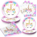 Conjunto de Festa Unicorn | 16 Peças | Decoração e Toalha de Mesa