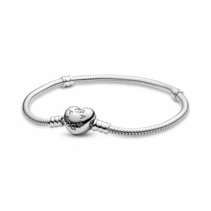 Pulseira Pandora Snake Chain com Fecho Coração | Prata 925|
