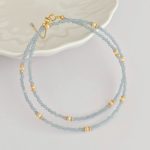 Colar com Pedra Olho de Gato Azul Facetada e Pérolas | Gold Vermeil 18kt|