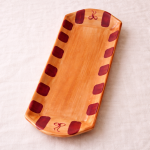 Bandeja de Cerâmica Artesanal Noelle| Bege e Bordô