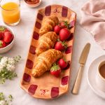 Bandeja de Cerâmica Artesanal Noelle| Bege e Bordô - Image 3