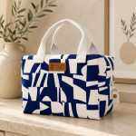 Bolsa térmica Ice Cube S Mykonos com padrão azul e branco