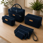 Conjunto Bouclette Azul-Marinho para viagem e rotina diária