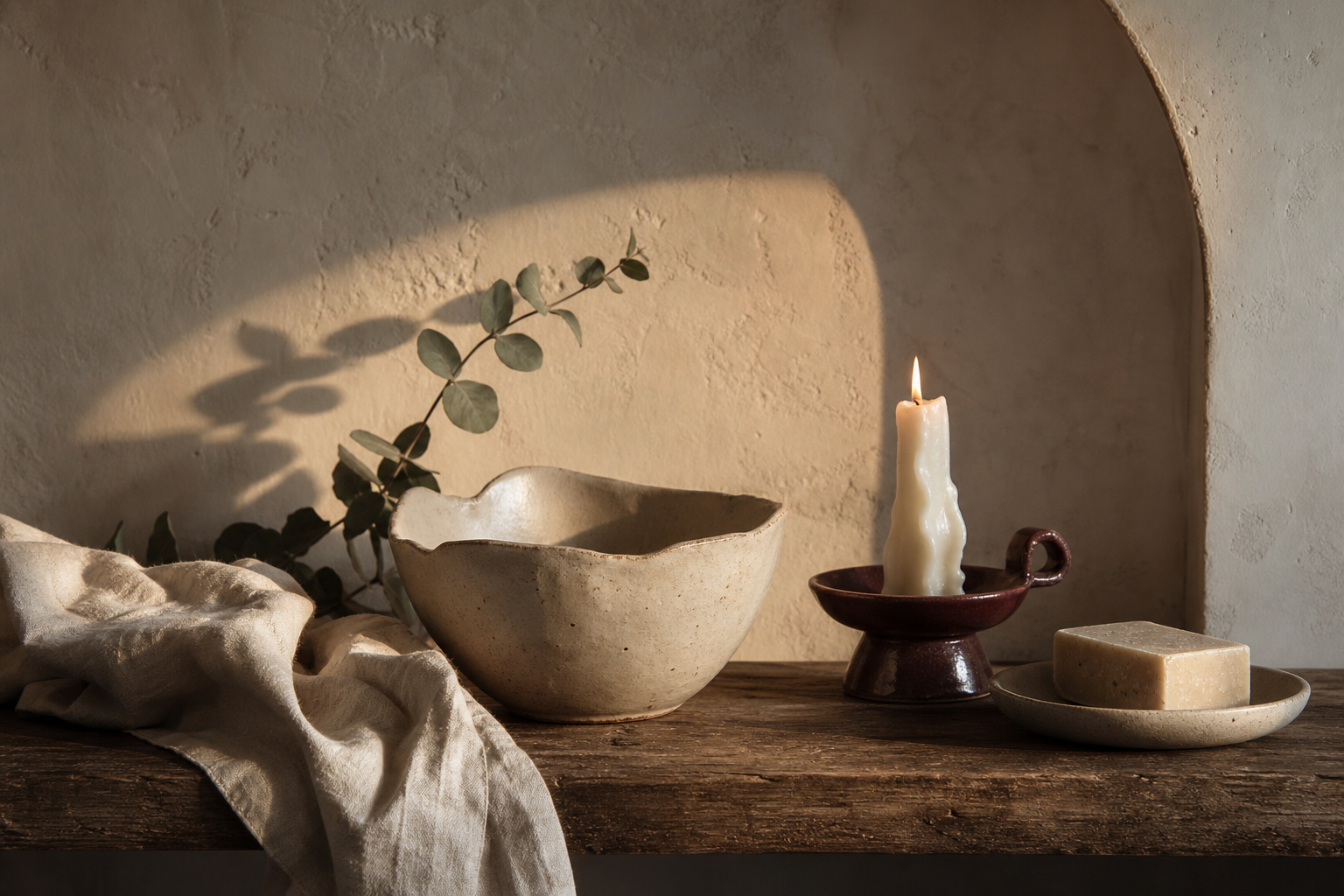 Casa serena com rituais naturais de bem-estar